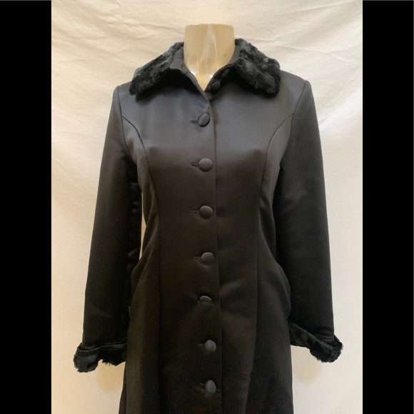 VTG Jessica McClintock Sz 4 Black Coat Midi Dress - Picture 2 of 7